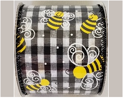BEES BLK WH GING-2.5” WR
This bow could be used for any occasion. Streamers will be solid ribbons in the colors of black, white and yellow. If available, a coordinating text streamer for the desired occasion could be added.