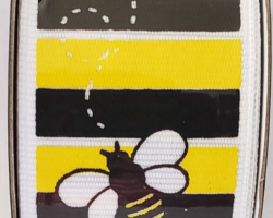 BEES BLK YEL STRP WH GROS-1.5” WR
This bow could be used for any occasion. Streamers will be solid ribbons in the colors of black, yellow and white. If available, a coordinating text streamer for the desired occasion could be added.