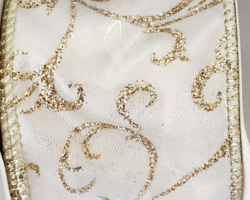 GLT GLD VINES WH SAT-2.5” WR
This bow could be used for any occasion including Christmas. Streamers will be solid ribbon in the colors of gold and white. If available, a coordinating text streamer for the desired occasion could be added.
