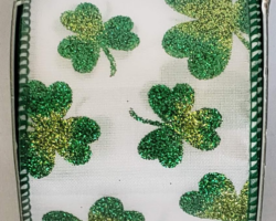 GLT GRN SHMRKS WH SAT-2.5” WR
This bow is for a St. Patrick’s Day collection. Streamers will be solid ribbon in the colors of green, gold and white. If available, a coordinating printed and text streamer could be added.