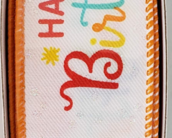 HPY BDAY MULTI TXT WH SAT-1.5” WR
This bow is for a birthday collection. Streamers will be solid ribbon in coordinating colors and prints.