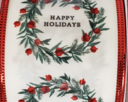 HPY HLDY RETH WH SAT-2.5” WR
This bow is for a Christmas collection. Streamers will be solid ribbon in the colors of red, green and white.