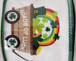 LOADS LUK WGN WH SAT-2.5” WR
This bow is for a St. Patrick’s Day collection. Streamers will be solid ribbon in coordinating colors.