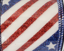 RD BLU STRPS WH STRS WH SAT-2.5” WR
This bow could be used for Fourth of July or Patriotic events. Streamers will be solid ribbon in the colors of red, white, and blue. If available, a coordinating text streamer could be added.