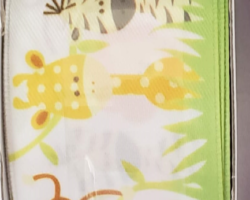 SAFRI ANMLS WH SAT-1.5” **(THIS IS NOT A FORMED BOW BY ITSELF!)**
THIS BOW WILL BE FLOPPY UNLESS USED IN CONJUNCTION WITH A WIRED SOLID RIBBON. It could be used for a gender-neutral baby collection. Streamers will be coordinating ribbon. If available, a coordinating text streamer could be added.