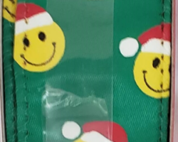 EMOG SANTA GRN SAT-1.5" WR This bow is for a Christmas collection. Streamers will be solid ribbon in the colors of red, white, yellow, black and green. If available, a coordinating text streamer could be added.