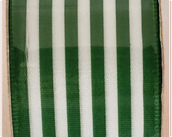 GRN WH STRP SAT-1.5" WR This bow could be used for any occasion. Streamers will be solid ribbon in the colors of green and white. If available, a coordinating text streamer could be added.