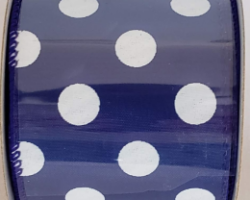 LRG WH PLK DTS DK BLU SAT-2.5" WR This bow could be used for any occasion. Streamers will be solid ribbon in the colors of dark blue and white. If available, a coordinating text streamer for the desired occasion could be added.
