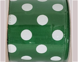 LRG WH PLK DTS GRN SAT-2.5" WR This bow could be used for any occasion. Streamers will be solid ribbon in the colors of green and white. If available, a coordinating text streamer could be added.