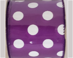 LRG WH PLK DTS PRPL SAT-2.5" WR This bow could be used for any occasion. Streamers will be solid ribbon in the colors of purple and white. If available, a coordinating text streamer for the desired occasion could be added.