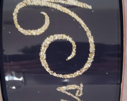 MRY CMAS GLD TXT NVY SAT-2.5" WR This bow is for a Christmas collection. Streamers will be solid ribbon in the colors of gold and navy blue.