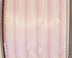 PNK WH GLT STRP SAT-2.5" WR This bow could be used for any occasion. Streamers will be solid ribbon in the colors of pink and white. If available, a coordinating text streamer for the desired occasion could be added.