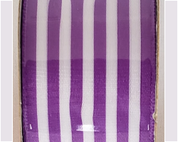 PRPL WH STRP SAT-1.5" WR This bow could be used for any occasion. Streamers will be solid ribbon in the colors of purple and white. If available, a coordinating text streamer for the desired occasion could be added.