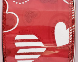 RD WH HRTS RD SAT-2.5” WR
This bow is for a Valentine’s Day collection. Streamers will be solid ribbon in the colors of red and white. If available, a coordinating text streamer could be added.