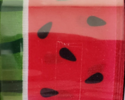 WATERMELON-1.5” **(THIS IS NOT A FORMED BOW BY ITSELF!)**
THIS BOW WILL BE FLOPPY UNLESS USED IN CONJUNCTION WITH A WIRED SOLID RIBBON. It could be used for any occasion including spring or summer collections. Streamers will be solid ribbon in the colors of red, green and black. If available, a coordinating text streamer for the desired occasion could be added.