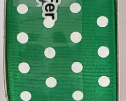WH PLK DTS GRN SAT-1.5” WR
This bow could be used for any occasion. Streamers will be solid ribbon in the colors of green and white. If available, a coordinating text streamer for the desired occasion could be added.